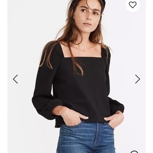 Madewell 3/4 sleeve Black crepe top